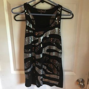 Sequins black & silver tang top